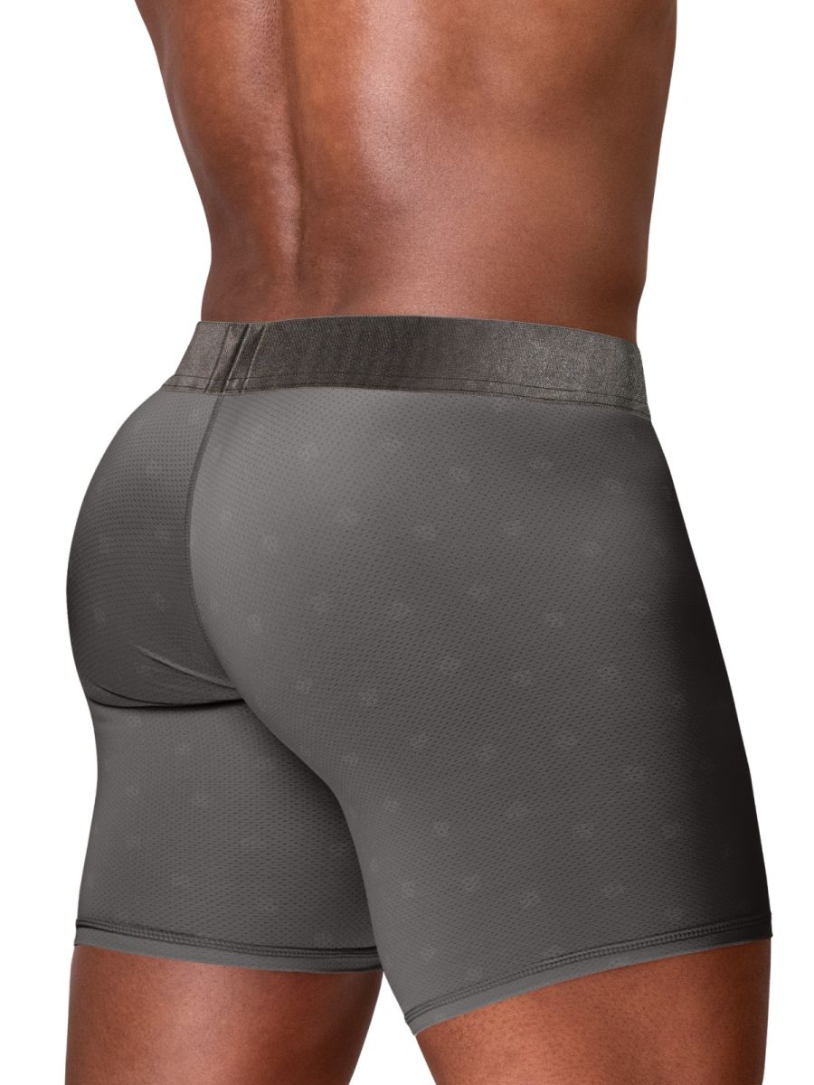 Dark gray CITYBOYZ★USA ErgoWear FEEL SE boxer briefs with comfortable fit and elastic waistband, displayed on a mannequin.