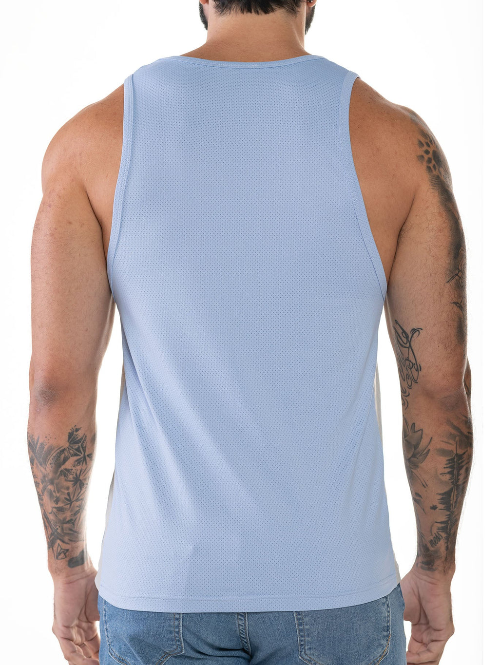 CityBOYZ★USA FK Sport Race Point Tank Top in sky white, featuring a sleeveless design and athletic fit for sports and casual wear.