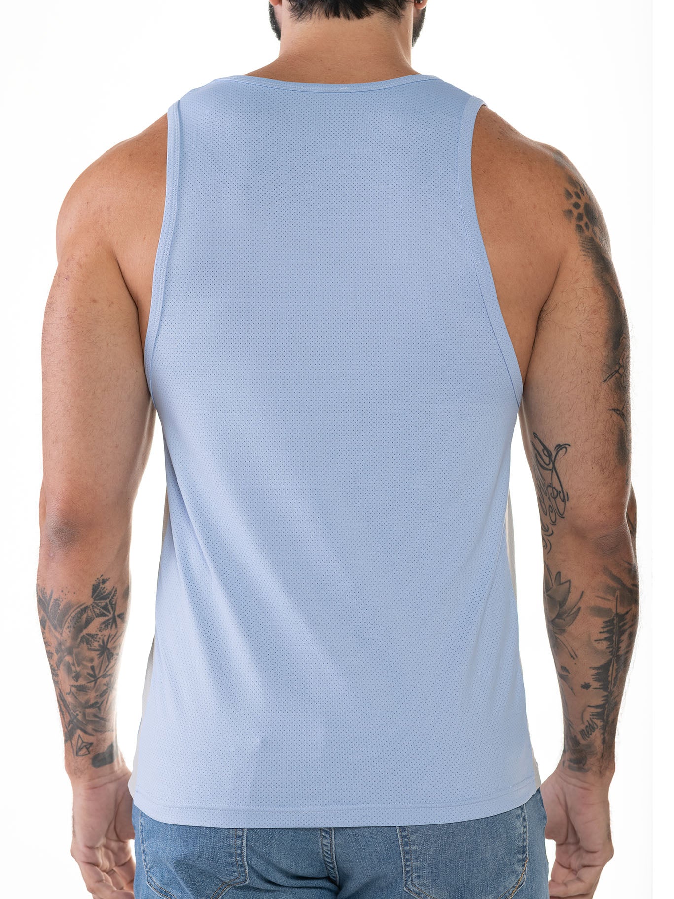 CityBOYZ★USA FK Sport Race Point Tank Top in sky white, featuring a sleeveless design and athletic fit for sports and casual wear.