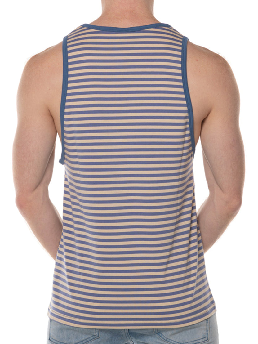 Blue FK Sport Nautilus Tank Top by CITYBOYZ★USA, shown from the back with a fitted sleeveless design and athletic style.