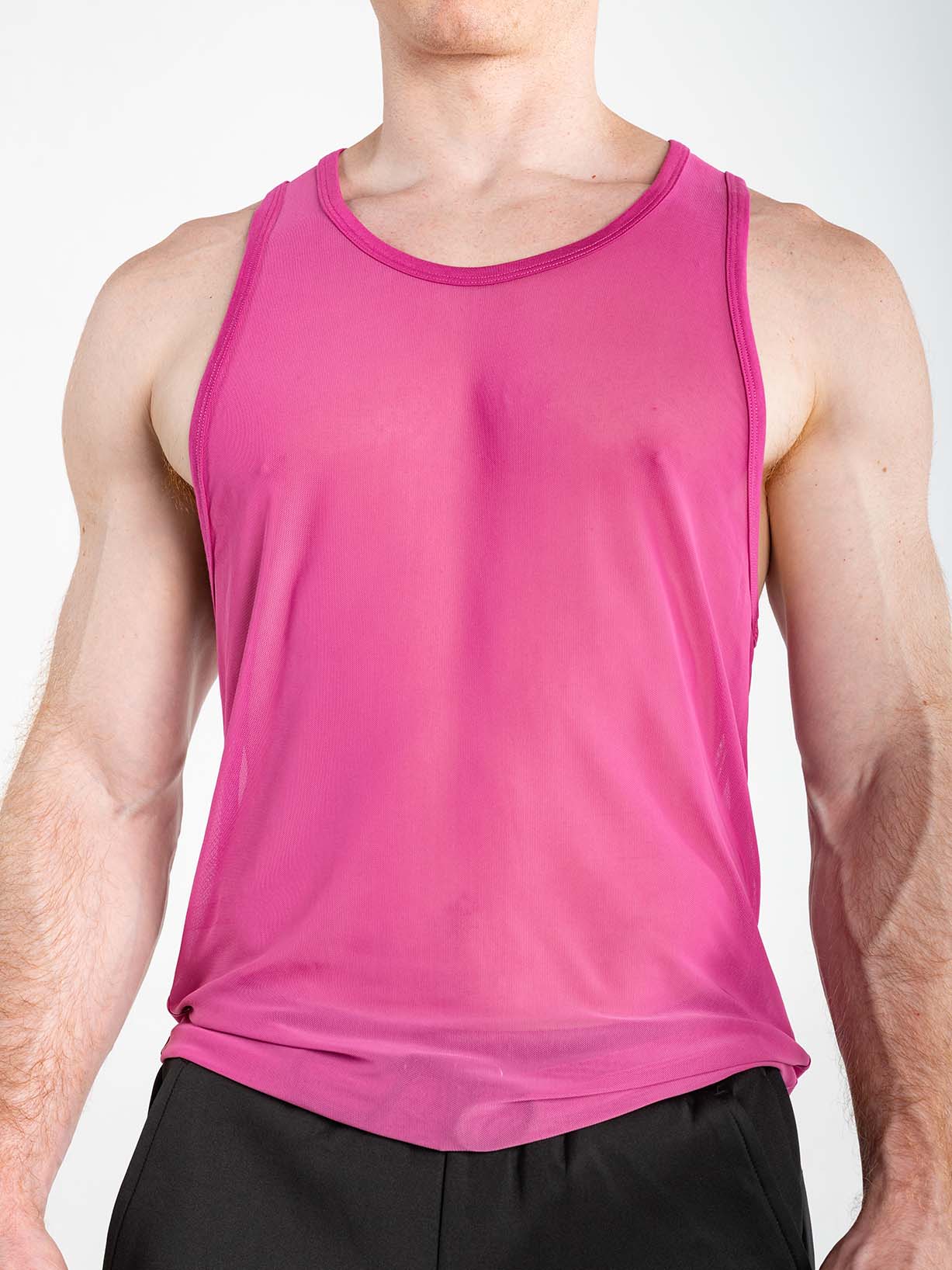Pink FK Sport Echo Tank Top by CITYBOYZ★USA displayed on a mannequin, showing the front view and sleeveless design.