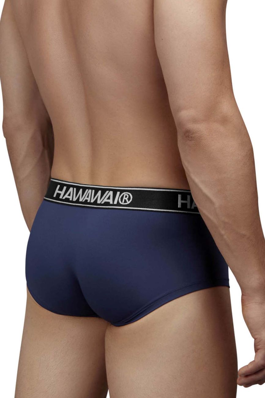 Dark blue Hawai Microfiber Brief by CITYBOYZ★USA, close-up of soft microfiber fabric and snug fit.