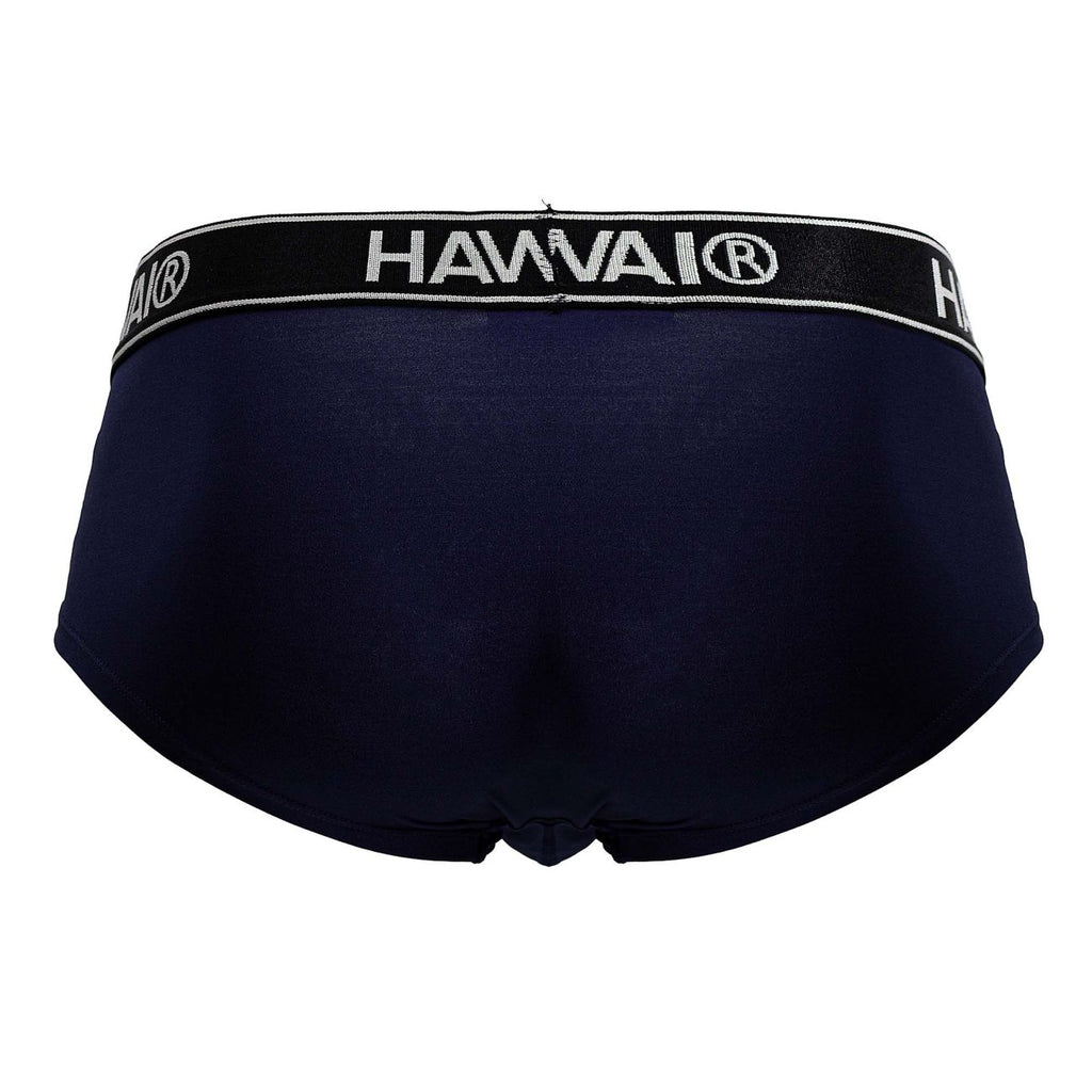 Dark blue Hawai Microfiber Brief by CITYBOYZ USA, close-up of soft microfiber fabric and comfortable fit.