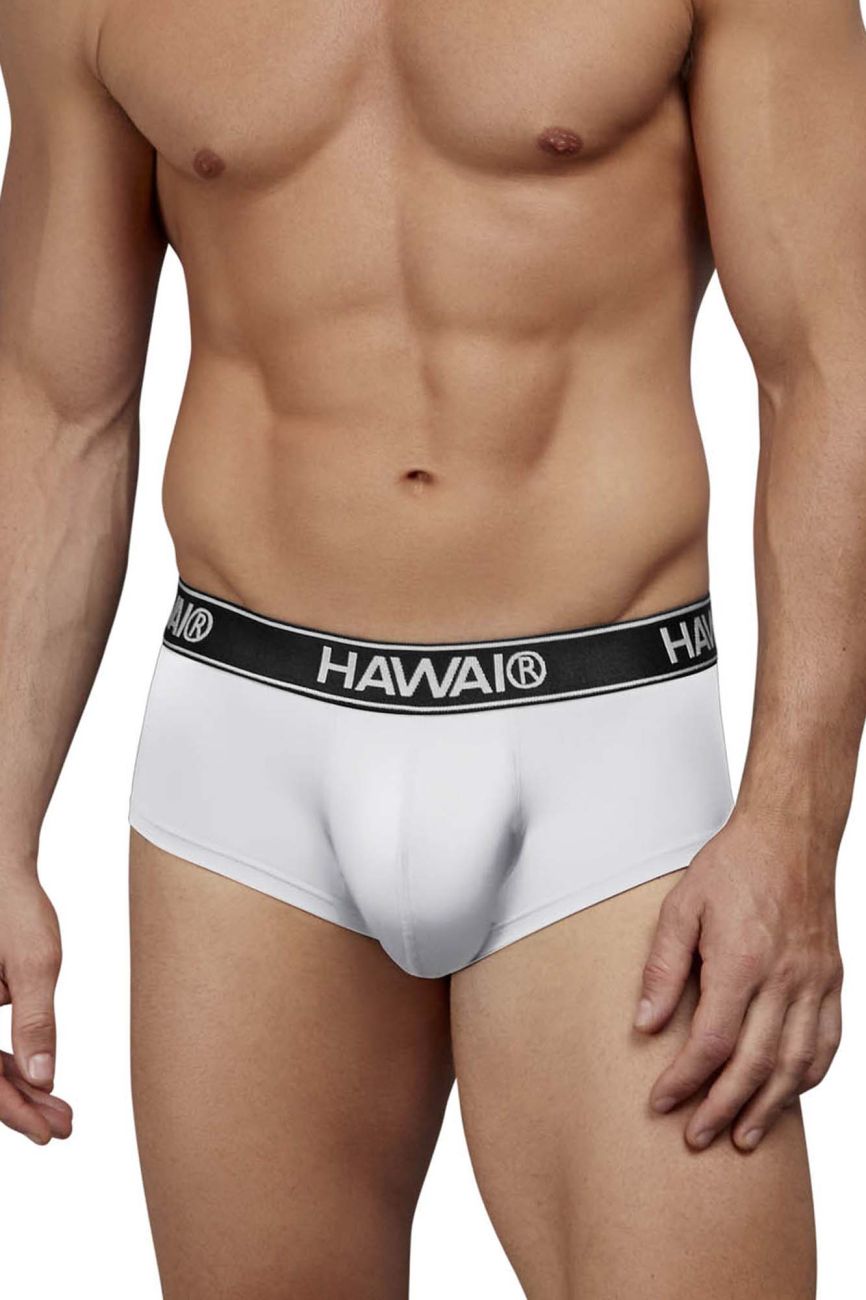 White Hawai Microfiber Brief by CITYBOYZ★USA, showcasing smooth microfiber fabric and comfortable fit.