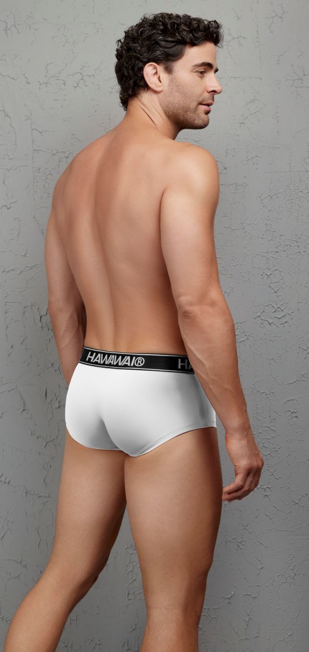 White Hawai microfiber brief by CITYBOYZ★USA, showing a close-up of the soft fabric and comfortable fit.