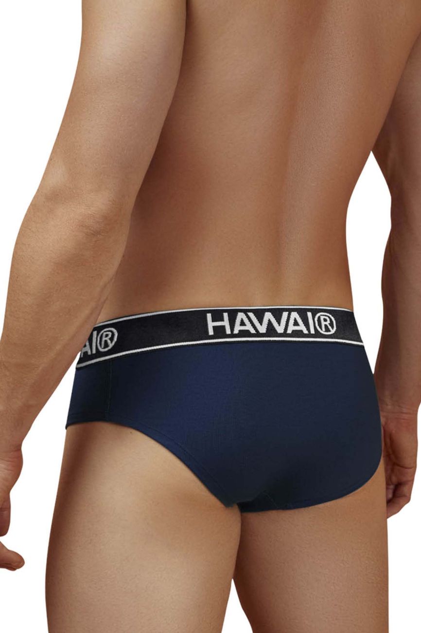 Dark blue Hawai Cotton Blend Brief by CITYBOYZ★USA with soft fabric and waistband, shown on a mannequin.