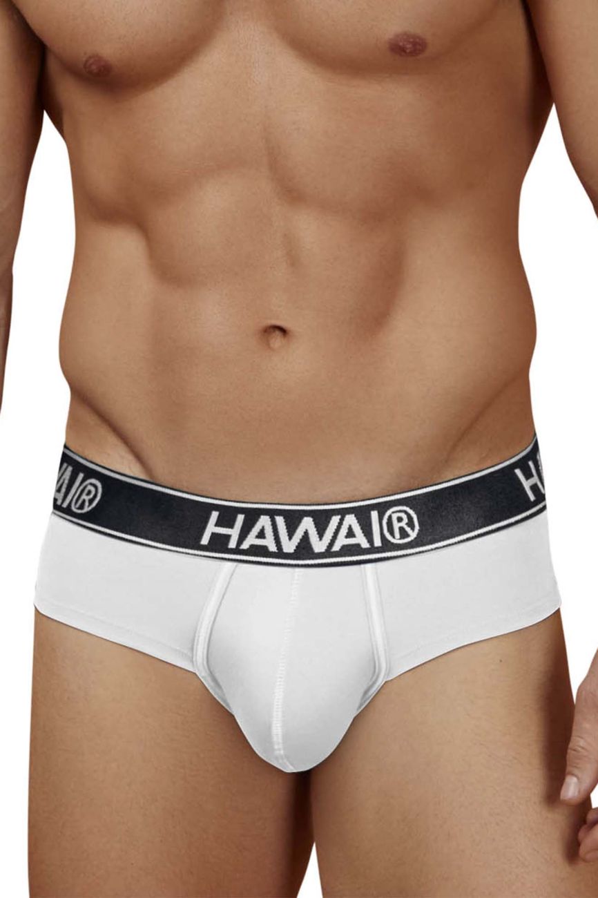 White Hawai Cotton Blend Brief by CITYBOYZ★USA, featuring a comfortable fit with soft cotton blend fabric.