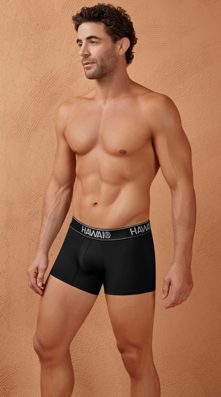 Black Hawai Microfiber Boxer Brief by CITYBOYZ★USA, comfortable men's underwear, close-up view showing fit and soft fabric.