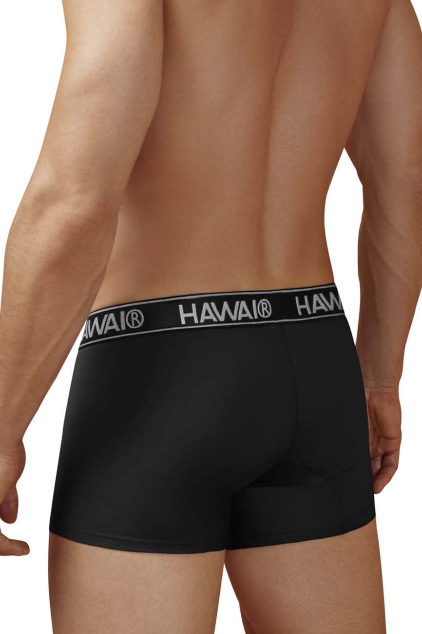 Black Hawai Microfiber Trunk boxer briefs by CITYBOYZ★USA, featuring a comfortable fit and sleek design for men's underwear.