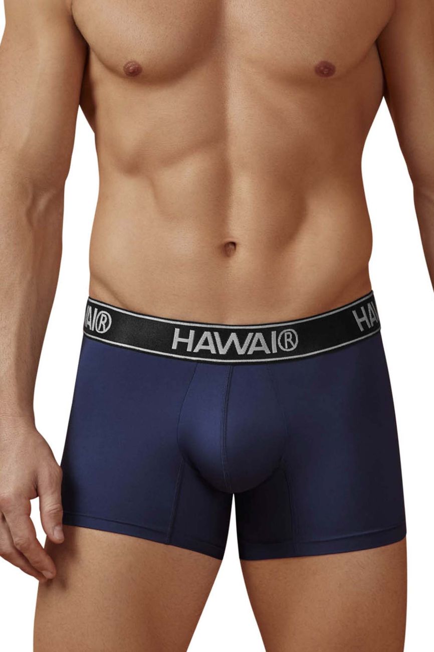 Dark blue CITYBOYZ USA Hawai microfiber boxer brief with comfortable fit and smooth fabric, shown on a model.