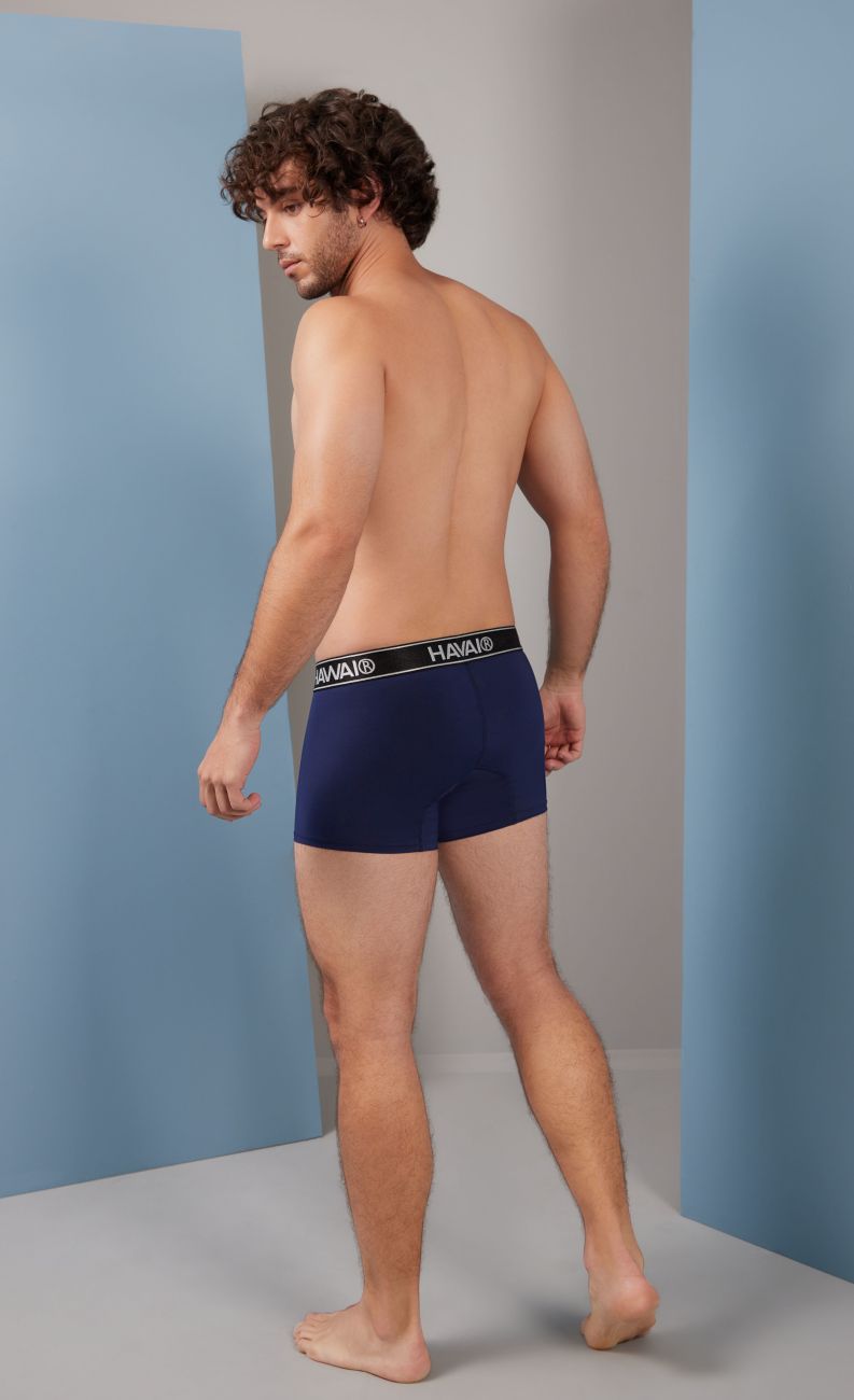 Dark blue Hawai microfiber boxer brief for men by CITYBOYZ★USA, showcasing comfortable fit and smooth fabric.