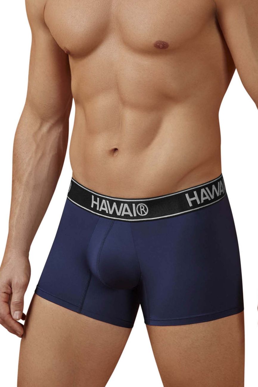 Dark blue Hawai microfiber men's boxer brief by CITYBOYZ★USA, showing the comfortable fit and soft fabric.