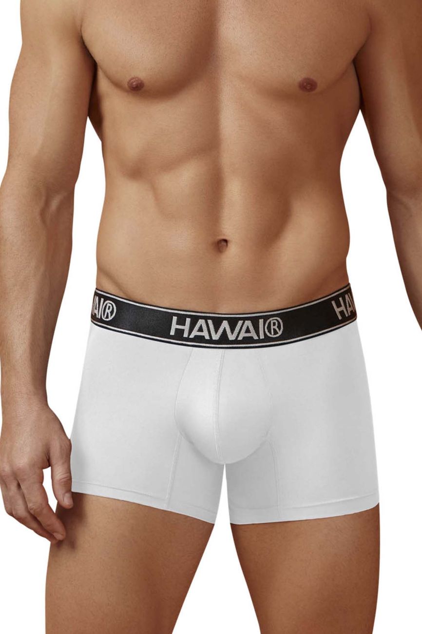 White Hawai Microfiber Trunk boxer briefs by CITYBOYZ★USA, comfortable men's underwear with a smooth microfiber fabric.