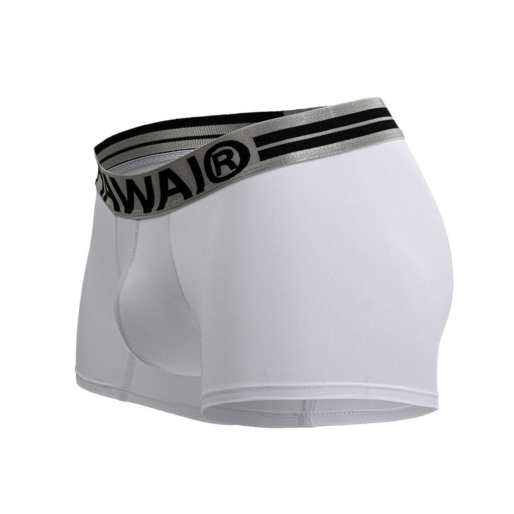 White Hawai Microfiber Boxer Briefs for men from CITYBOYZ★USA, showing the comfortable fit and smooth microfiber fabric.