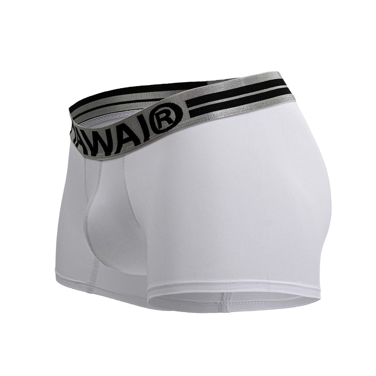 White Hawai Microfiber Boxer Briefs for men from CITYBOYZ★USA, showing the comfortable fit and smooth microfiber fabric.