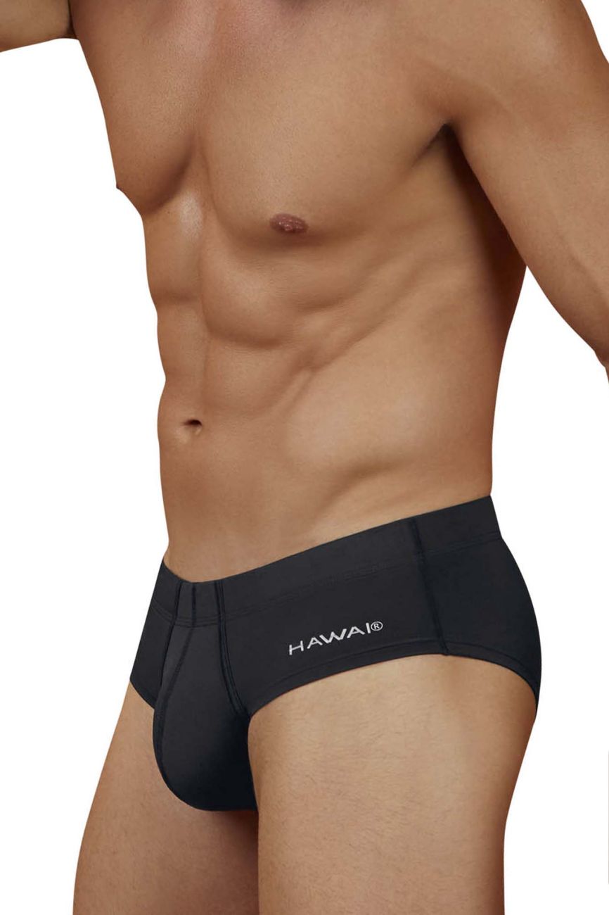 Black Hawai microfiber brief by CITYBOYZ★USA with comfortable fit and stylish design, shown on a white background.