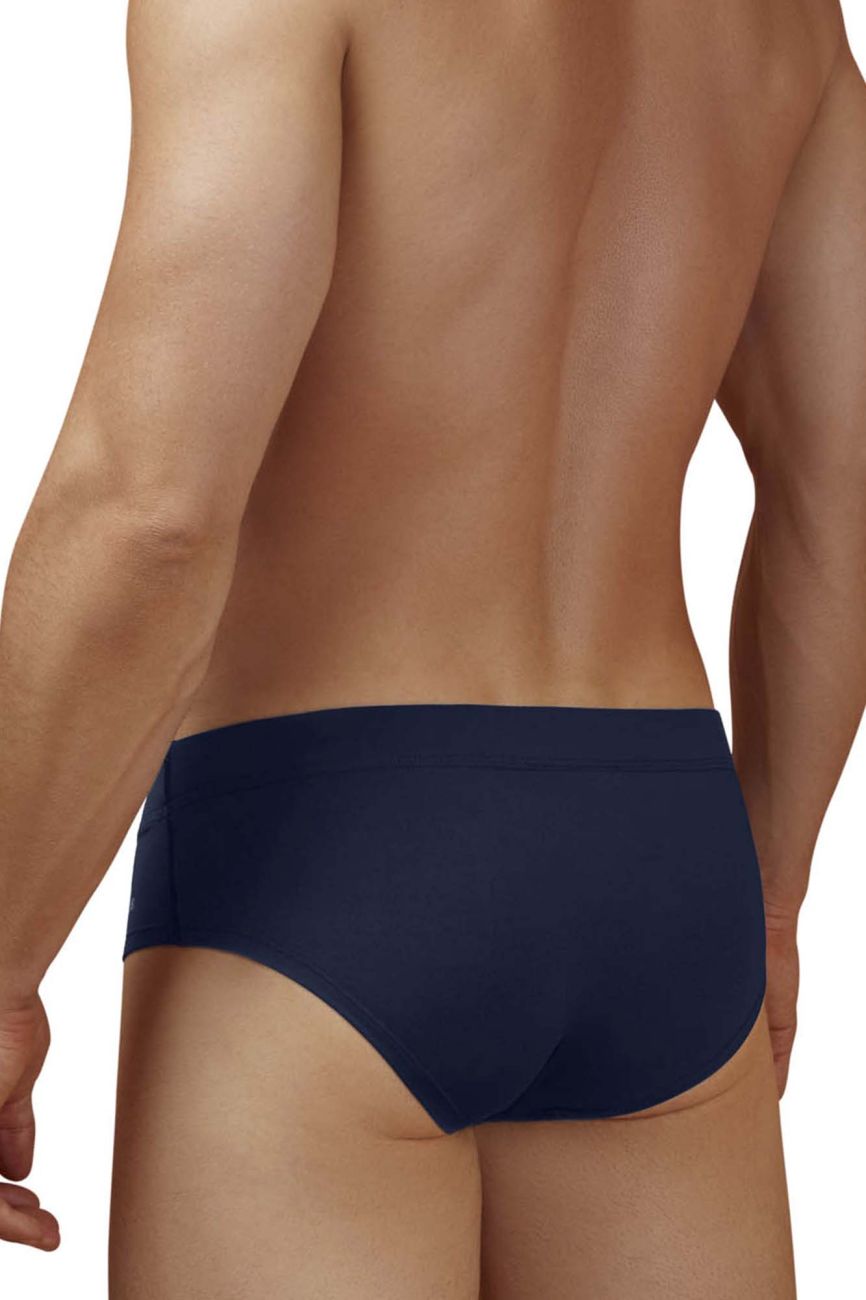 Dark blue Hawai microfiber brief by CITYBOYZ★USA featuring comfortable fit and stylish design, shown on a model.