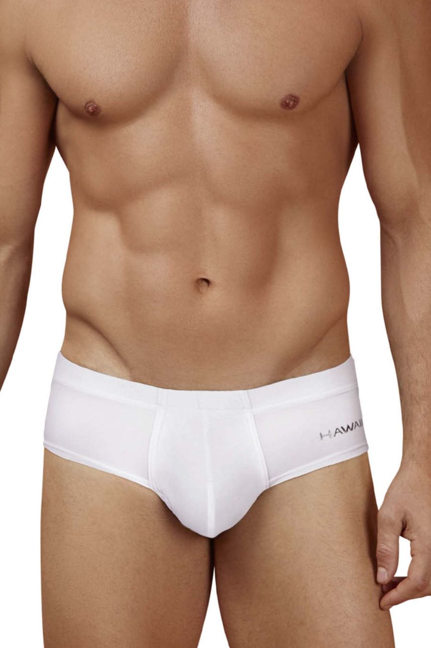White Hawai microfiber brief by CITYBOYZ USA, showcasing comfortable stretch fabric and sleek fit for everyday wear.