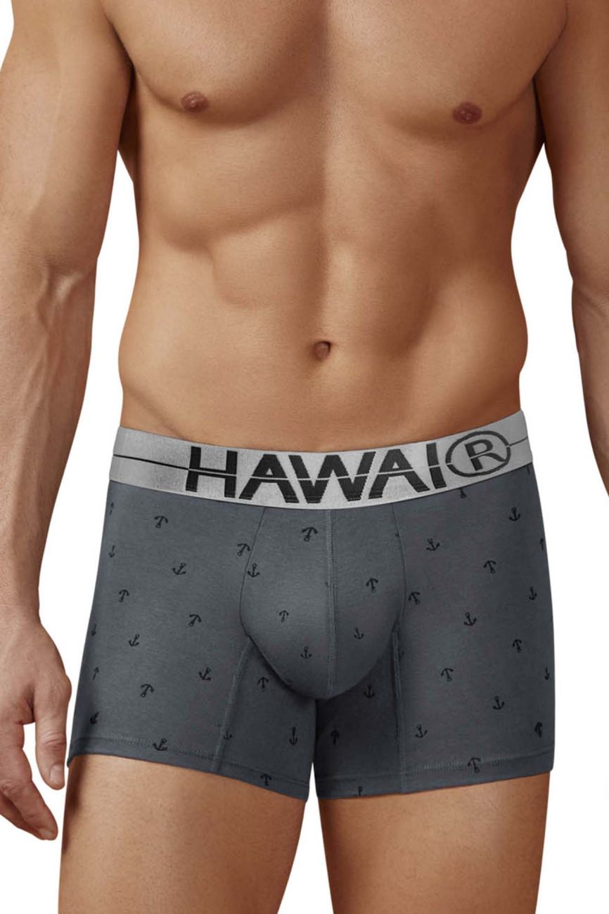 Gray Hawai Cotton Blend Boxer Brief by CITYBOYZ★USA, close-up of waistband and fabric texture.