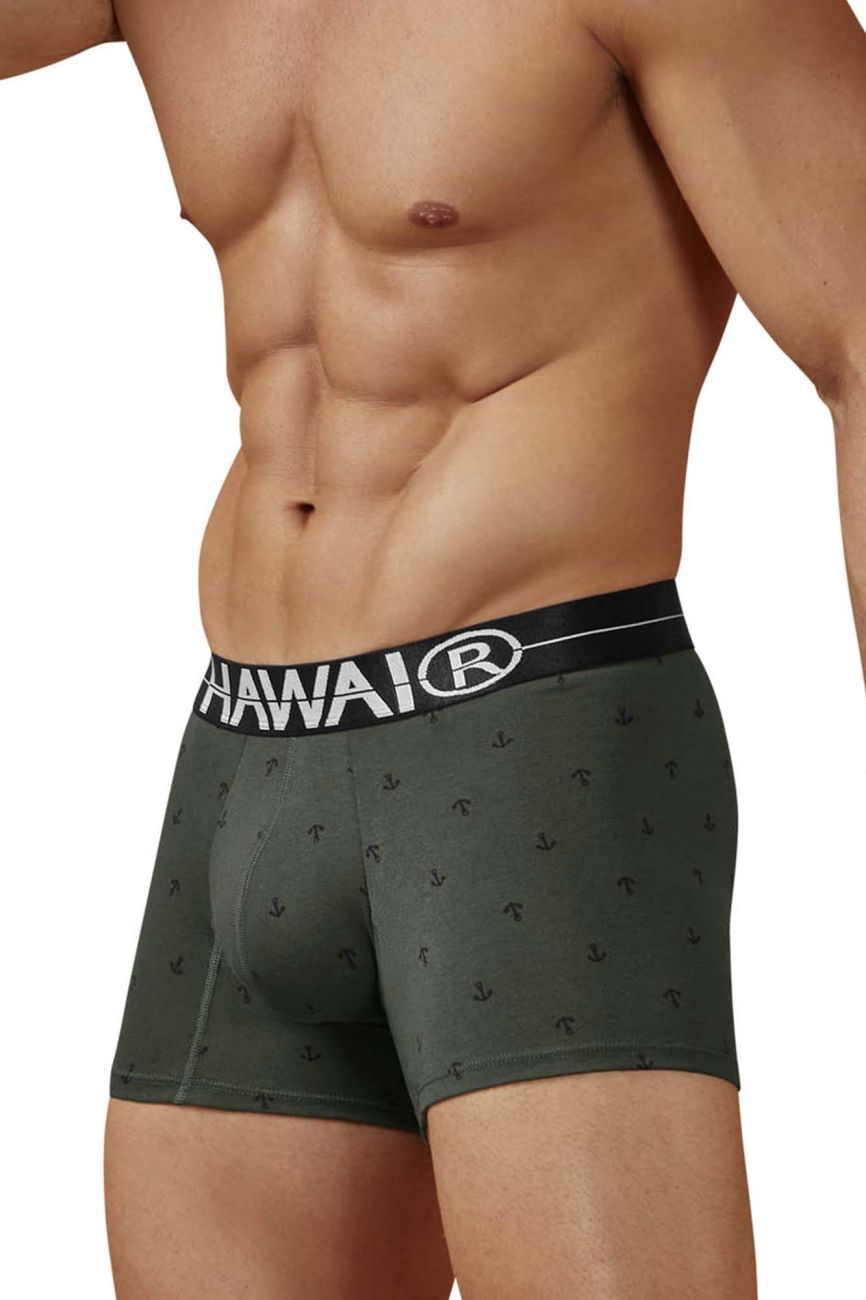 CityBOYZ USA Hawai cotton blend boxer brief in military green, showcasing comfortable fit and durable fabric for everyday wear.