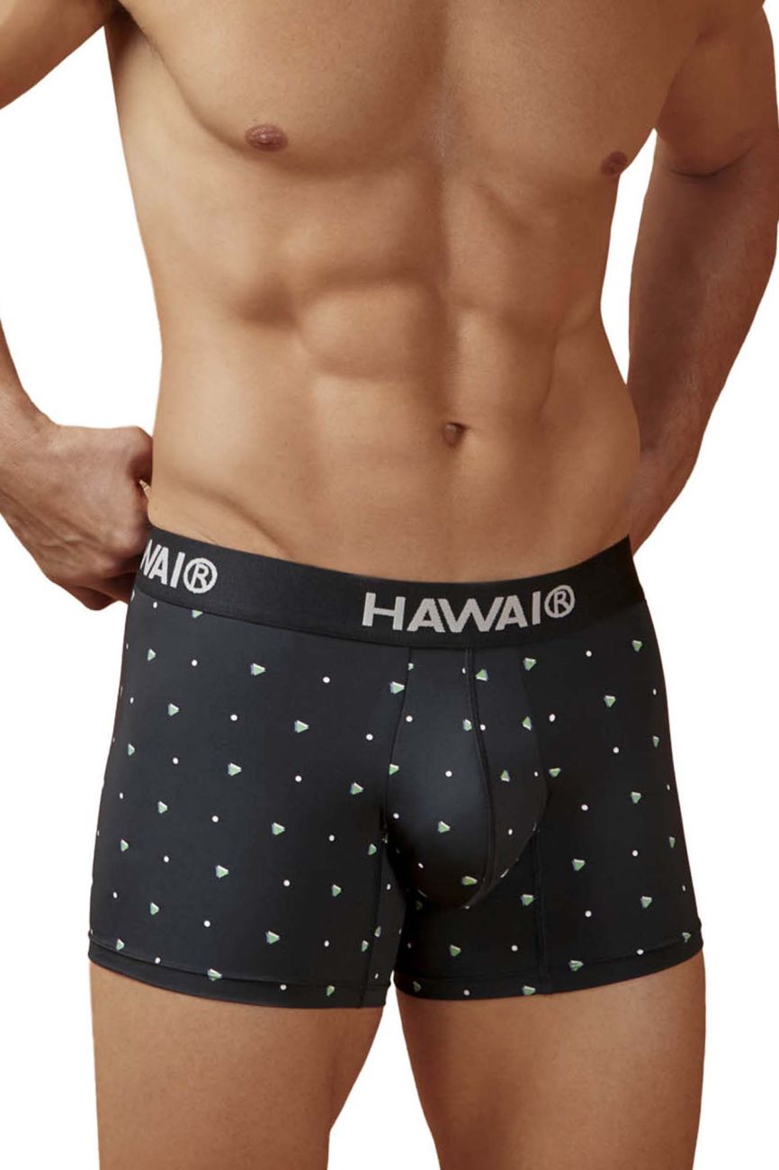 Black CITYBOYZ★USA Hawai microfiber trunk with comfortable fit and stylish design, shown laid flat.