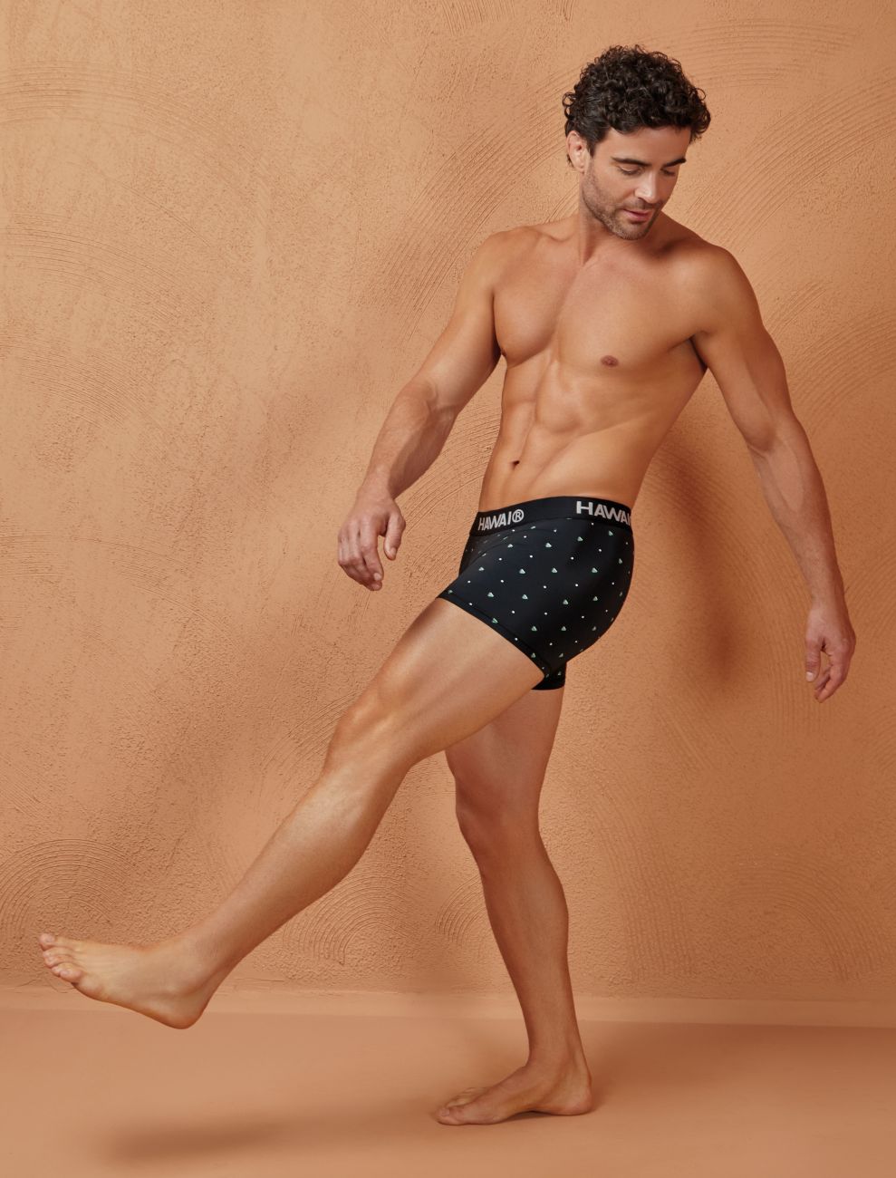 Black Hawai microfiber trunk by CITYBOYZ★USA, featuring a comfortable fit and stylish design, displayed on a neutral background.