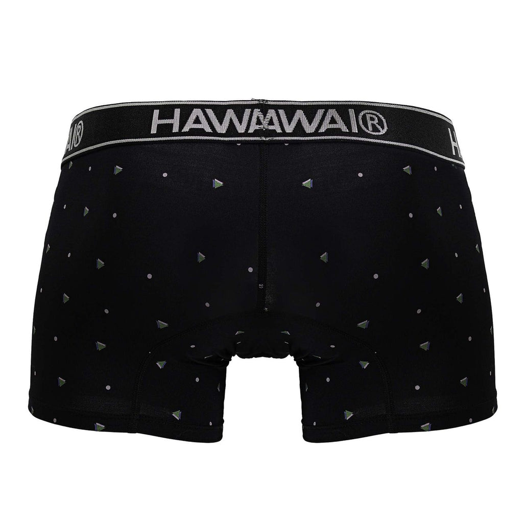 Black Hawai microfiber trunk by CITYBOYZ★USA featuring a comfortable fit and stylish design, shown in a close-up front view.