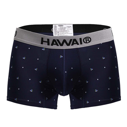 Dark blue Hawai microfiber trunk by CITYBOYZ★USA, shown in close-up with elastic waistband and comfortable fit.