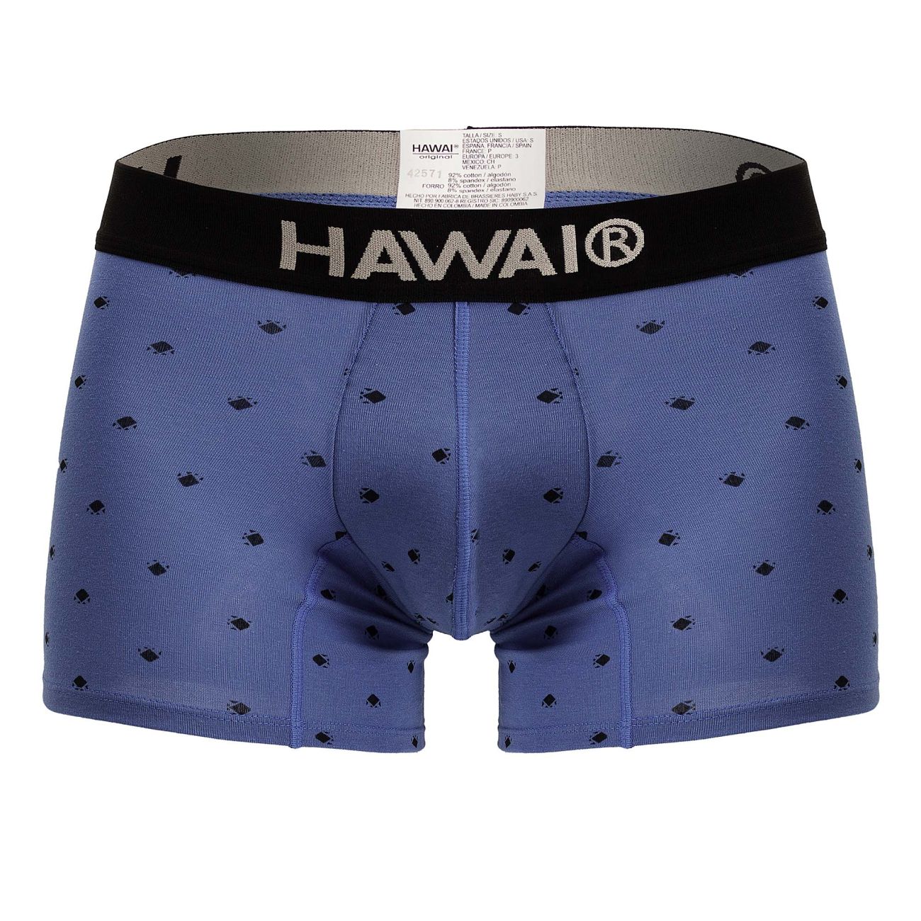 Blue Hawai Cotton Blend Trunks by CITYBOYZ★USA, featuring comfortable fit and stylish design, shown in the image.