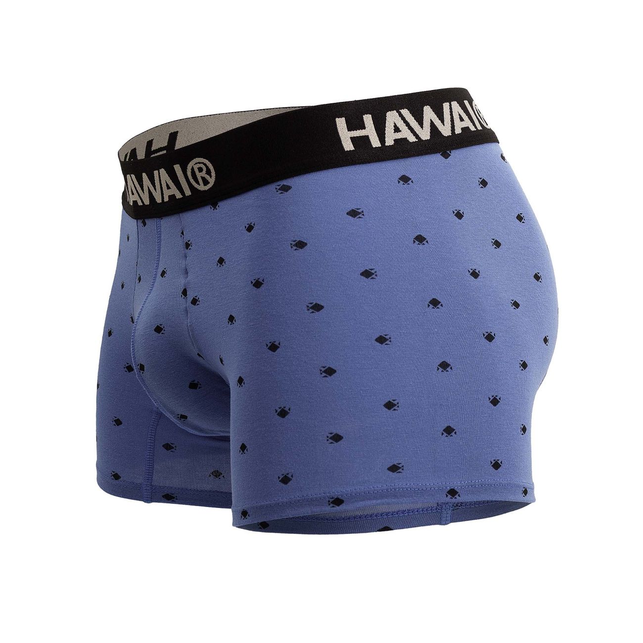 Blue Hawai Cotton Blend Trunks by CITYBOYZ USA, showing the comfortable waistband and vibrant fabric design.
