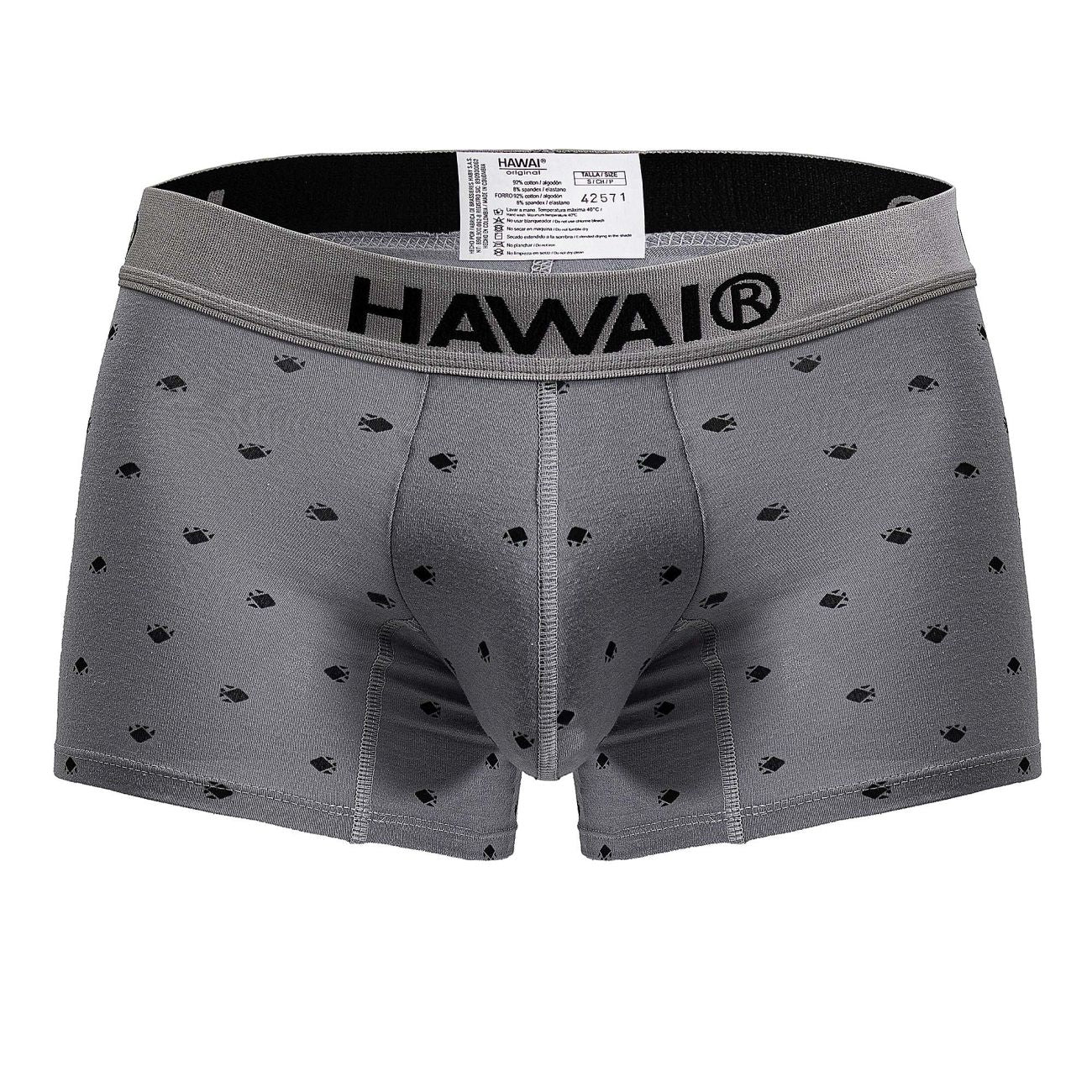 Gray Hawai Cotton Blend Trunk from CITYBOYZ★USA, showcasing comfortable men's underwear with a sleek fit and soft fabric.