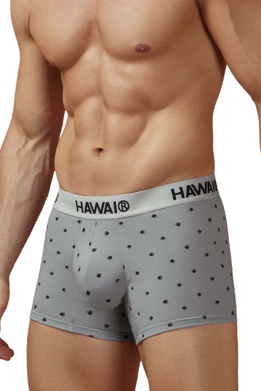 Gray Hawai Cotton Blend Trunks by CITYBOYZ★USA, showing a close-up of the comfortable waistband and fabric texture.