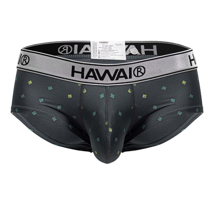 Gray Hawai microfiber brief by CITYBOYZ★USA, featuring smooth fabric and comfortable fit, shown on a white background.