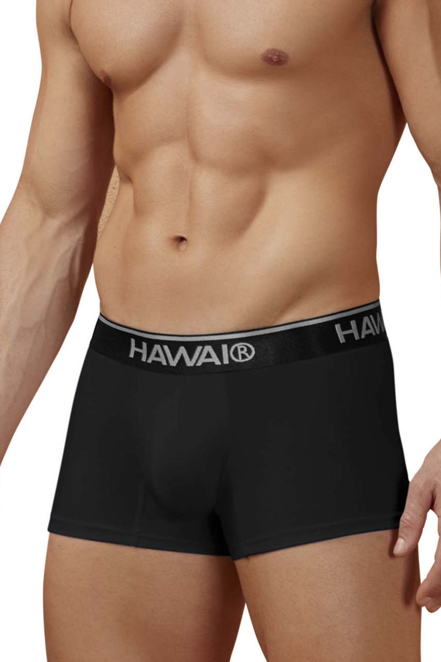 Black Hawai Cotton Blend Trunk by CITYBOYZ★USA, showcasing comfortable men's underwear with a sleek design.