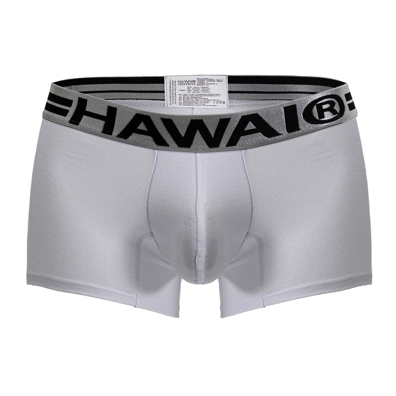 White Hawai Cotton Blend Trunk by CITYBOYZ★USA, showing the comfortable fit and waistband detail of the men's underwear.