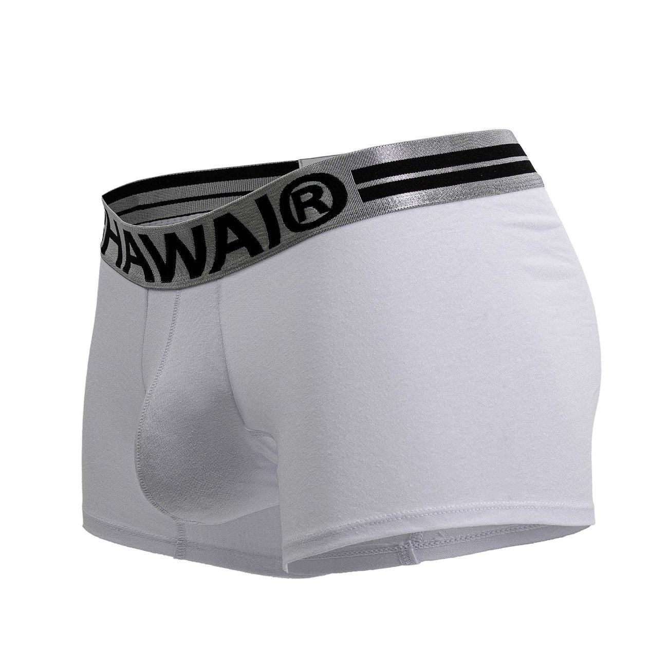 White Hawai Cotton Blend Trunks by CITYBOYZ★USA, showing the soft fabric and comfortable fit of the men's underwear.