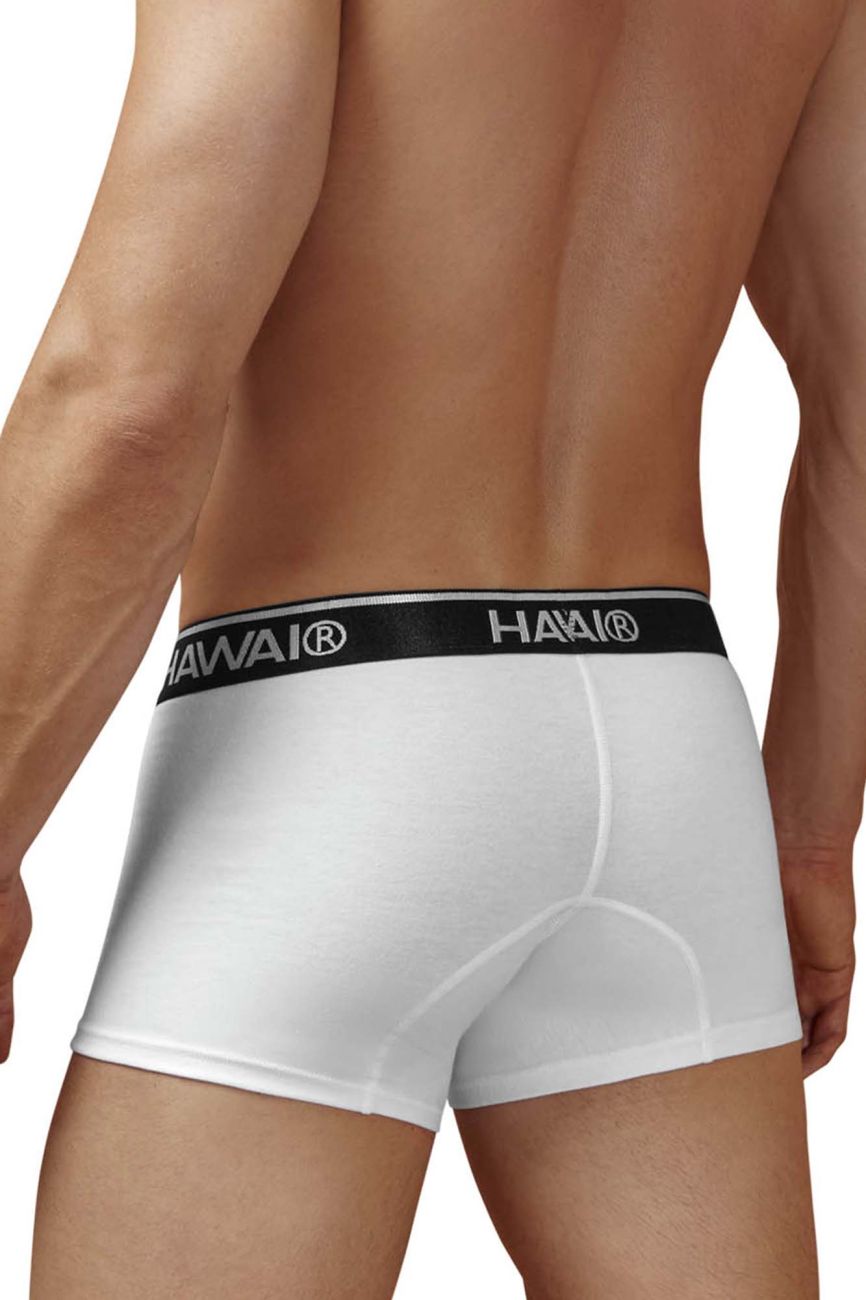 White Hawai Cotton Blend Trunks by CITYBOYZ★USA, showing the waistband and fabric texture.
