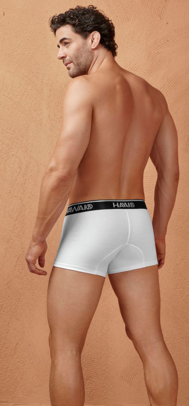 White Hawai Cotton Blend Trunk by CITYBOYZ★USA, showcasing comfortable men's underwear with a soft cotton blend fabric.
