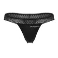 Black Hawai Microfiber Thong by CITYBOYZ★USA, close-up of the microfiber fabric and slim thong design on a white background.