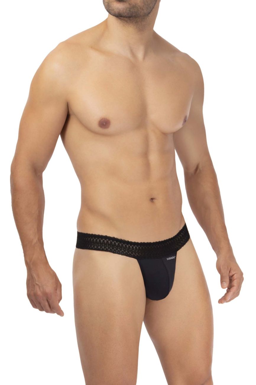 Black Hawai microfiber thong by CITYBOYZ★USA, featuring a sleek design and comfortable fit.