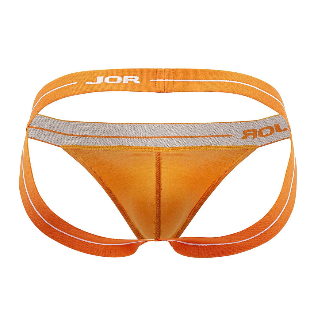 Orange cotton stretch athletic jockstrap by CITYBOYZ★USA, designed for support and comfort in men's underwear.