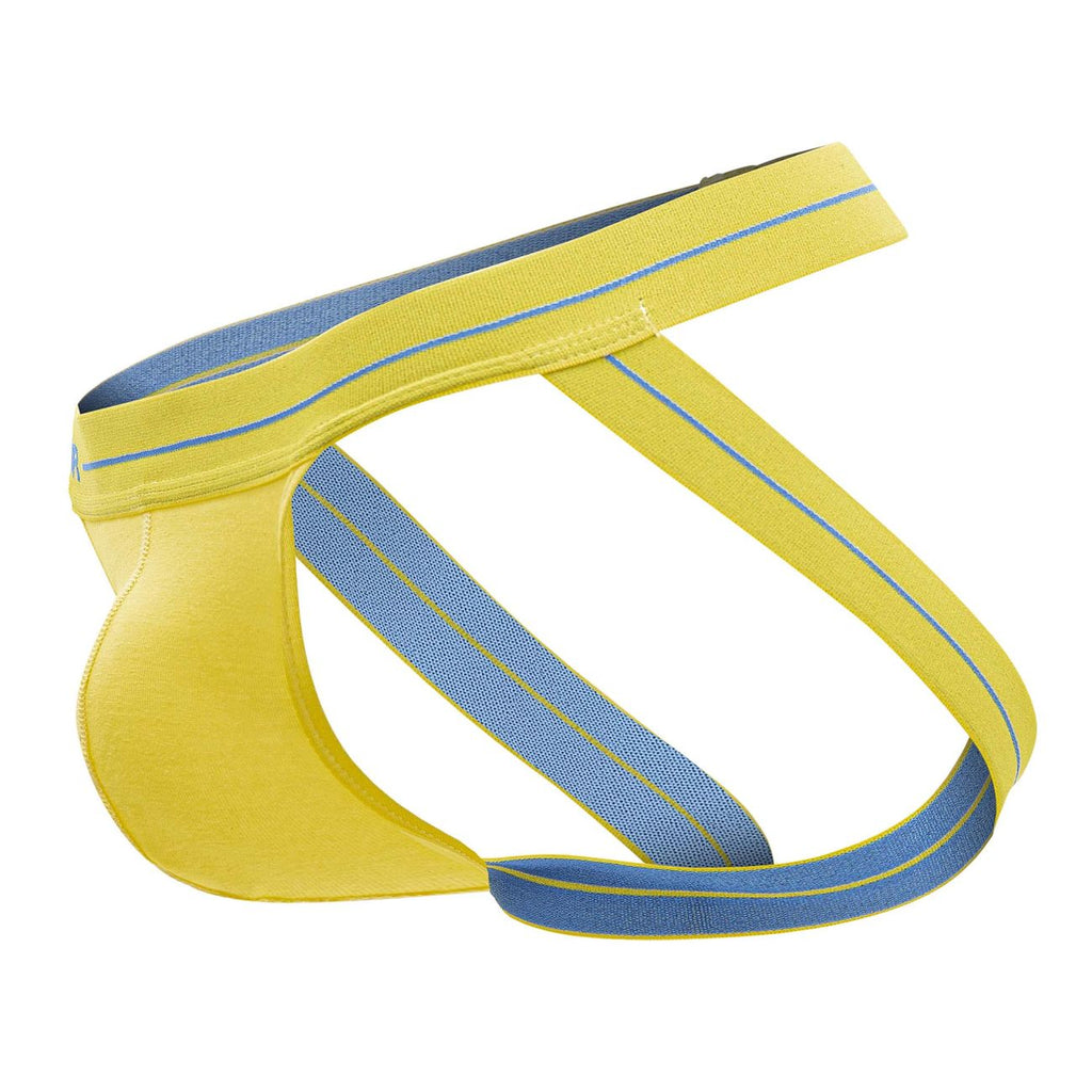 Yellow cotton stretch athletic jockstrap from CITYBOYZ★USA, designed for comfortable daily support and active wear.