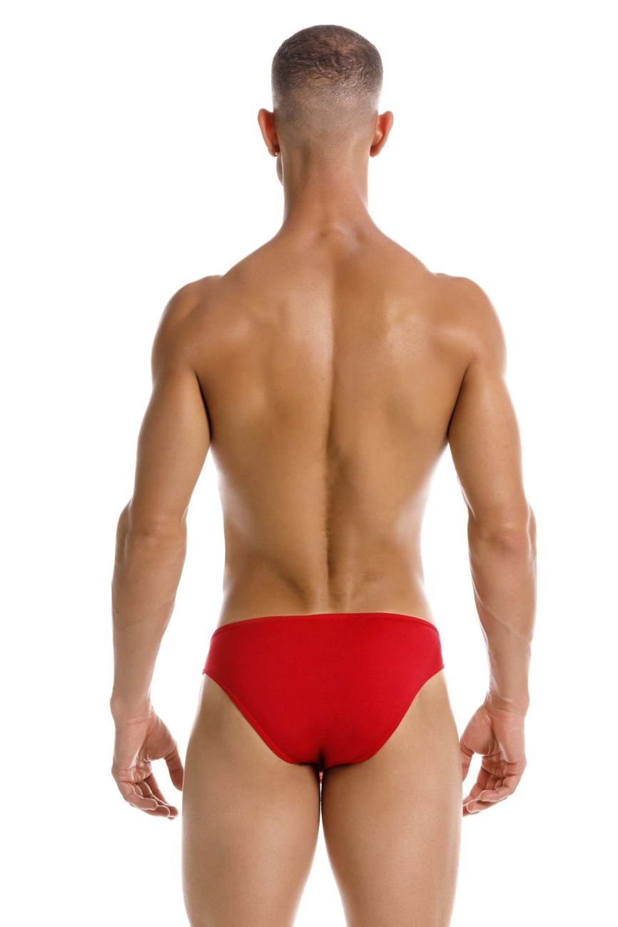 Red Jor Magnus bikini underwear by CITYBOYZ★USA displayed on a flat surface, showcasing the sleek design and vibrant color.