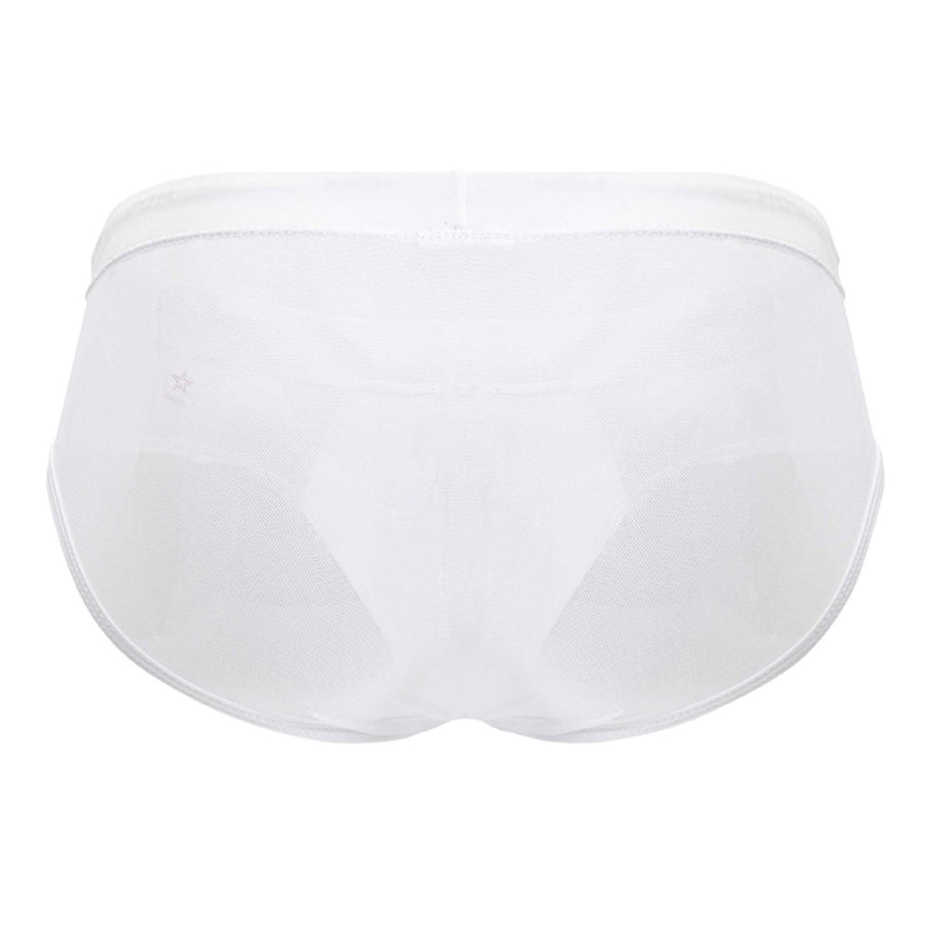 White Jor Mystic men's swim brief by CITYBOYZ★USA featuring sleek design and comfortable fit, displayed on a model.