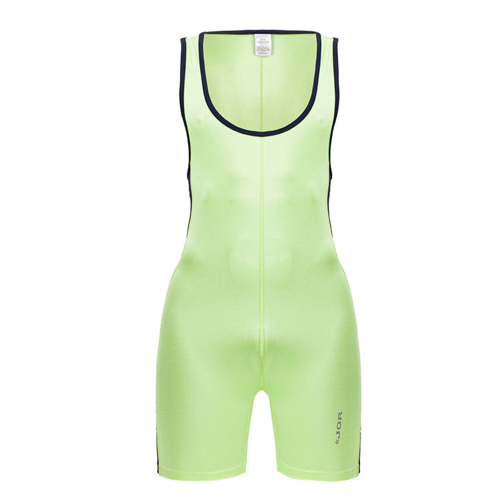 Green Jor Fighter men's activewear singlet bodysuit by CITYBOYZ USA, shown on a model for athletic wear.