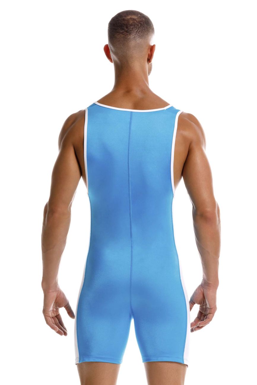 Turquoise JOR Fighter men's activewear singlet by CITYBOYZ★USA, fitted athletic bodysuit for training or workouts.