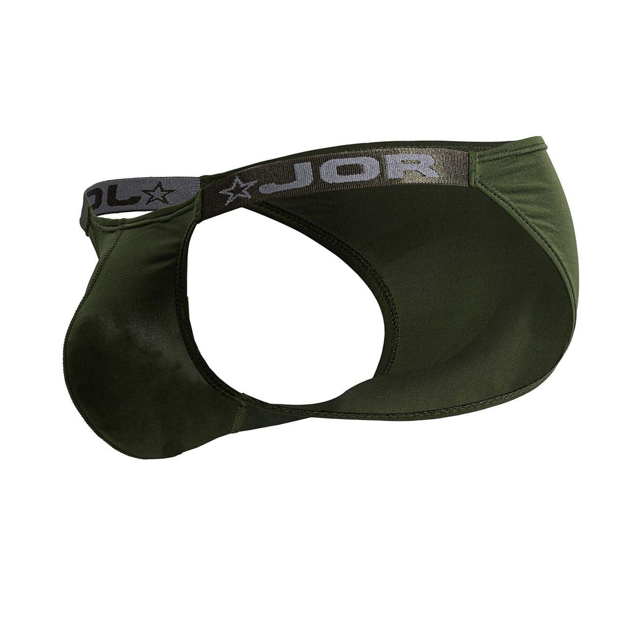 Green Jor Eos Bikini Thong underwear by CITYBOYZ★USA with smooth fabric and minimal coverage, shown on a neutral background.