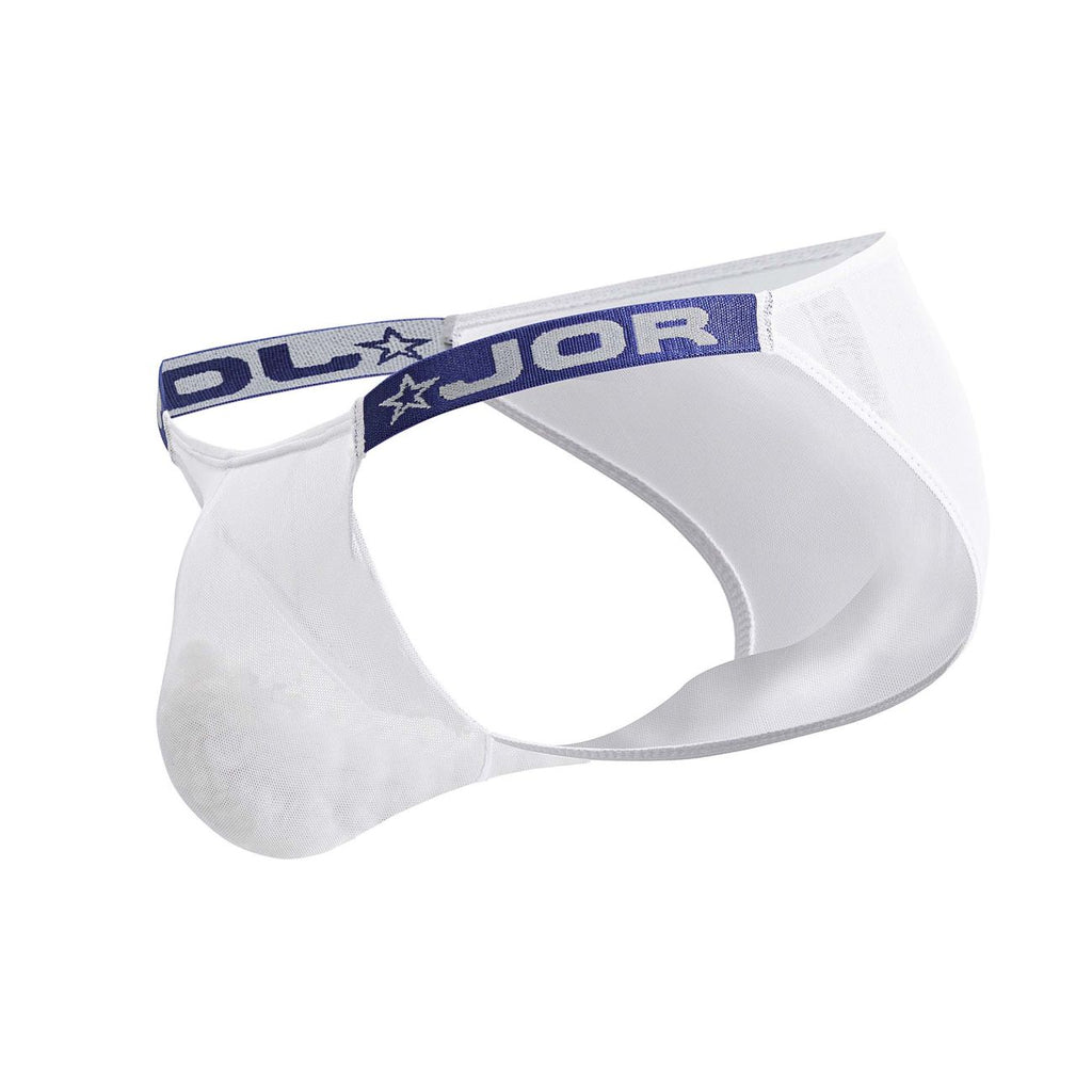 White Jor Frost Bikini men's briefs by CITYBOYZ USA, featuring sleek design and comfortable fit, shown on a model.