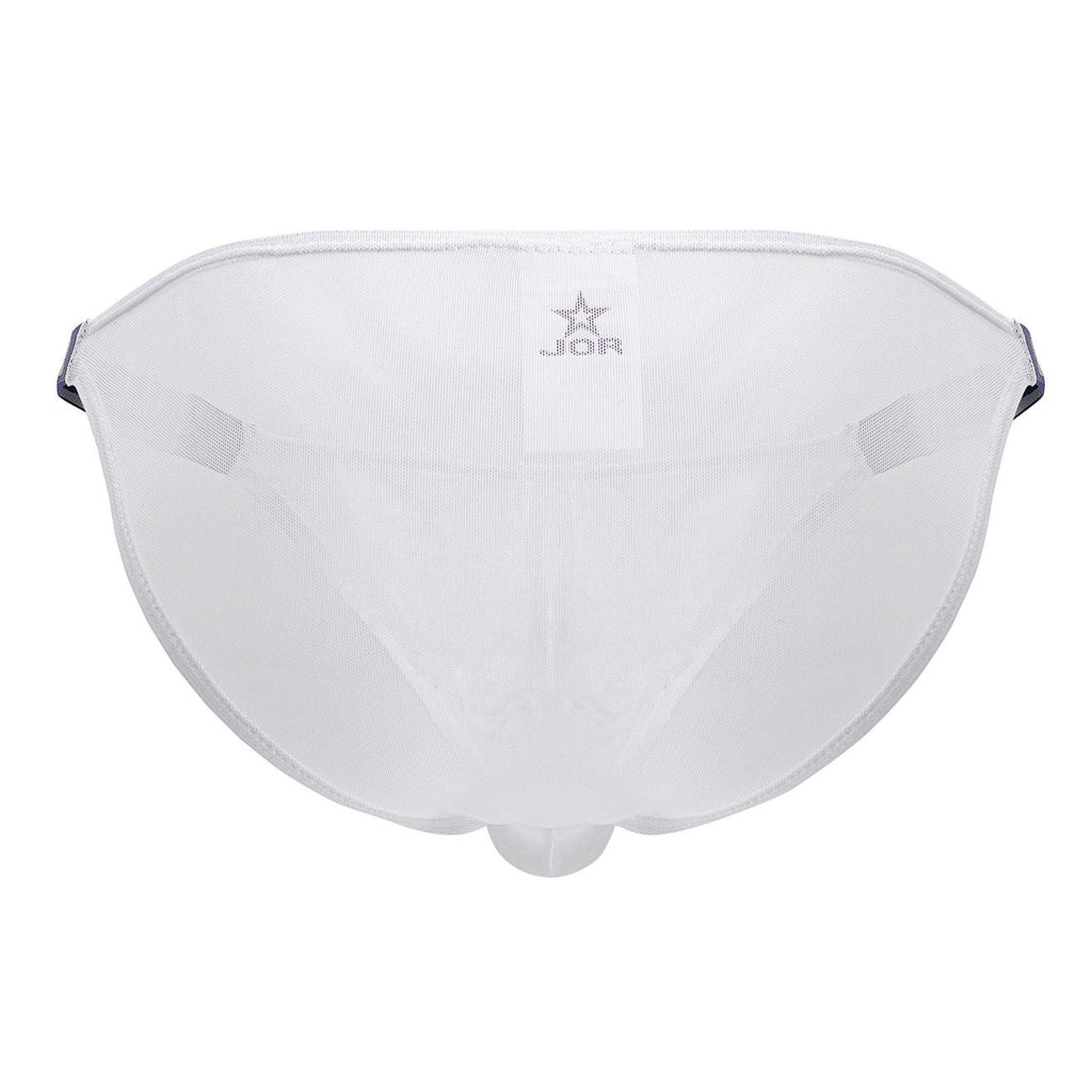 White Jor Frost Bikini men's briefs by CITYBOYZ USA, featuring a snug fit and sleek design, displayed on a mannequin.