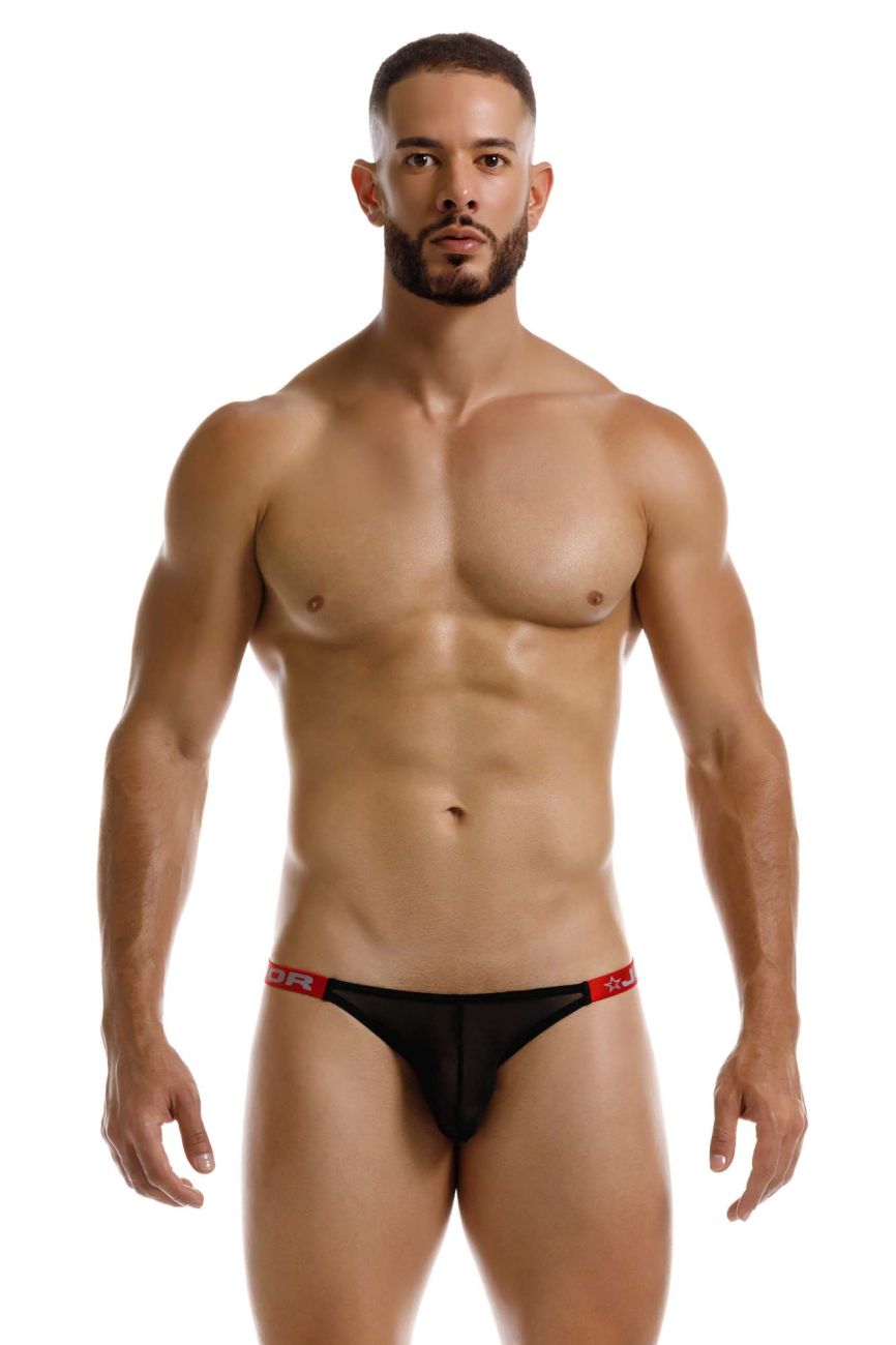 Black Jor Frost Thong by CITYBOYZ★USA featuring sheer mesh material and comfortable fit, displayed on a white background.